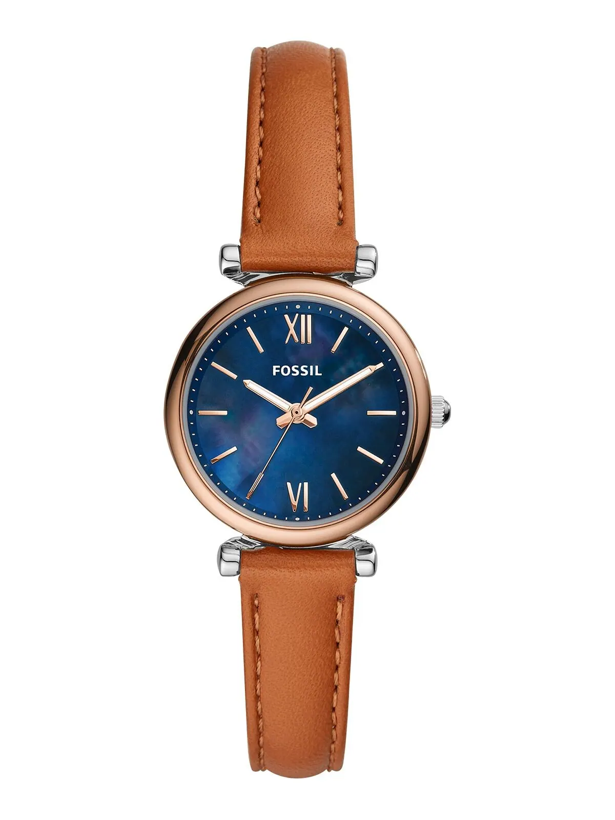 Женские мини-часы Carlie с кожаным ремешком, 28 мм Fossil — изображение 1 из 5, оттенок коричневый
