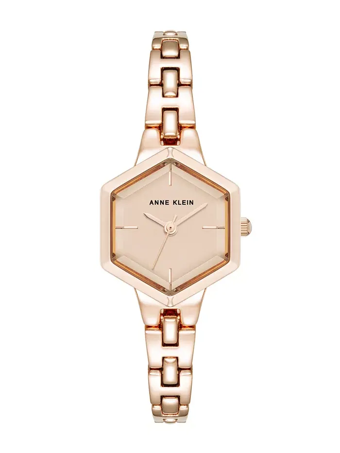 Женские часы-браслет Quartz Petite с шестигранным корпусом из розового золота, 21 мм Anne Klein