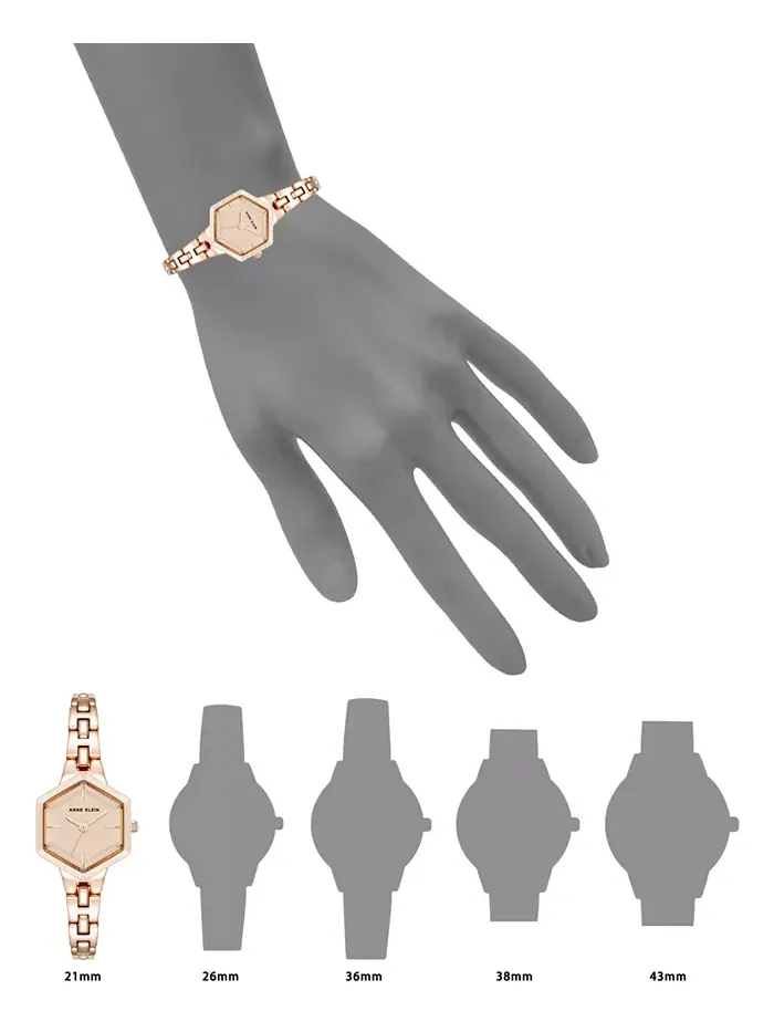 Женские часы-браслет Quartz Petite с шестигранным корпусом из розового золота, 21 мм Anne Klein — изображение 4 из 4