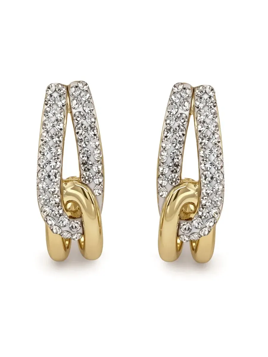 Серьги-кольца Crystal Interlock J Hoop с кристаллами And Now This — изображение 3 из 5, оттенок золото