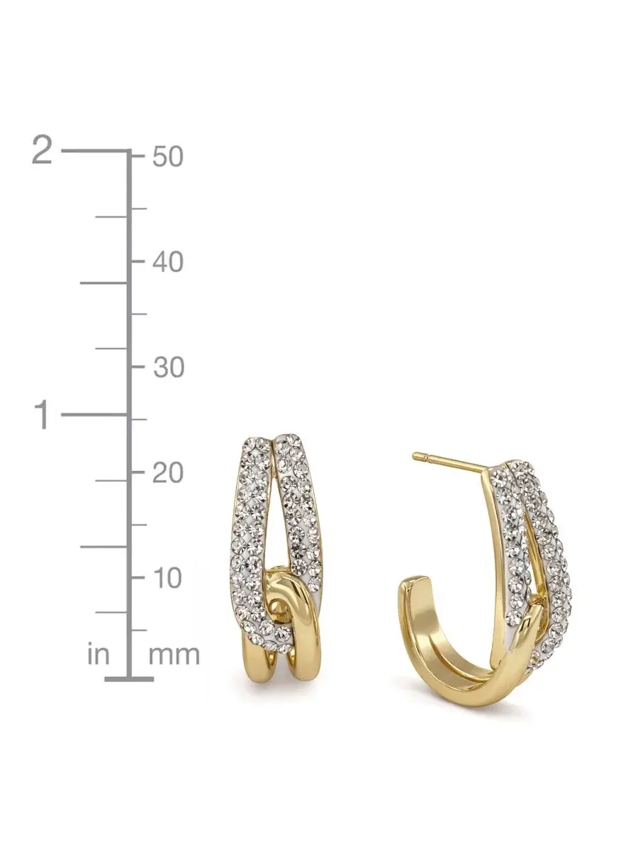 Серьги-кольца Crystal Interlock J Hoop с кристаллами And Now This — изображение 4 из 5, оттенок золото