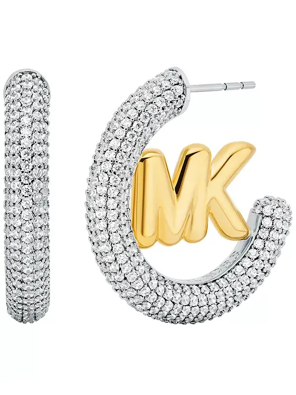 Серьги-Кольца с логотипом золотистого цвета Michael Kors — изображение 1 из 3, оттенок золото