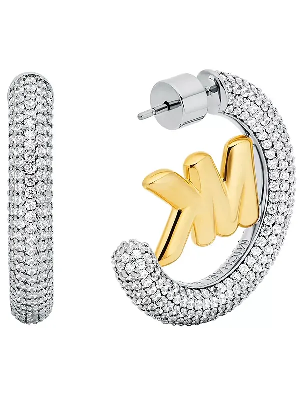 Серьги-Кольца с логотипом золотистого цвета Michael Kors — изображение 2 из 3, оттенок золото