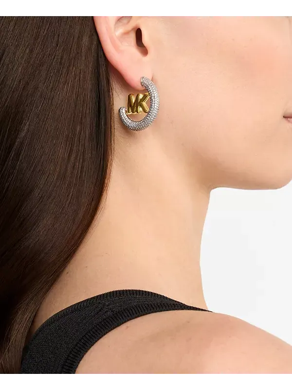 Серьги-Кольца с логотипом золотистого цвета Michael Kors — изображение 3 из 3, оттенок золото