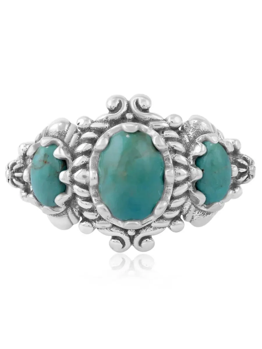 Кольцо с 3 овальными кабошонами Green Turquoise — изображение 1 из 6, оттенок нет