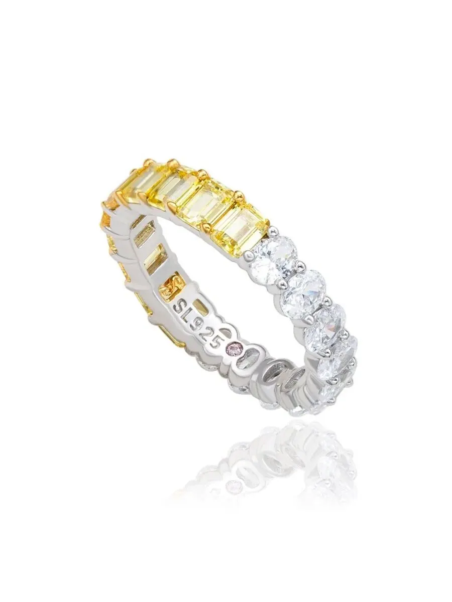 Кольцо из стерлингового серебра с фианитами, модель Half and Half Emerald-Cut and Oval-cut Duo