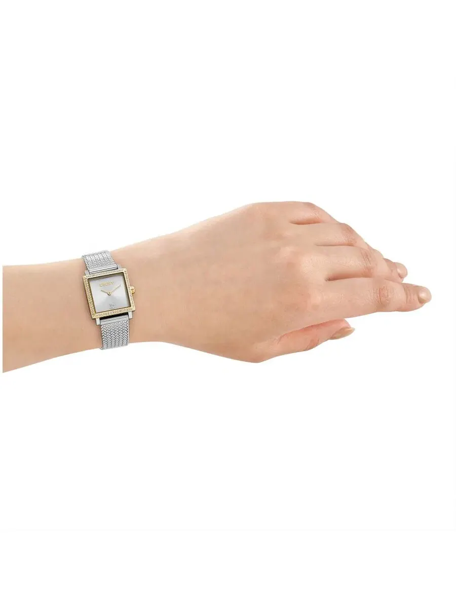 Женские часы Milanese Quartz Two-Tone Stainless Steel Bracelet Watch DKNY — изображение 4 из 4, оттенок серебряный