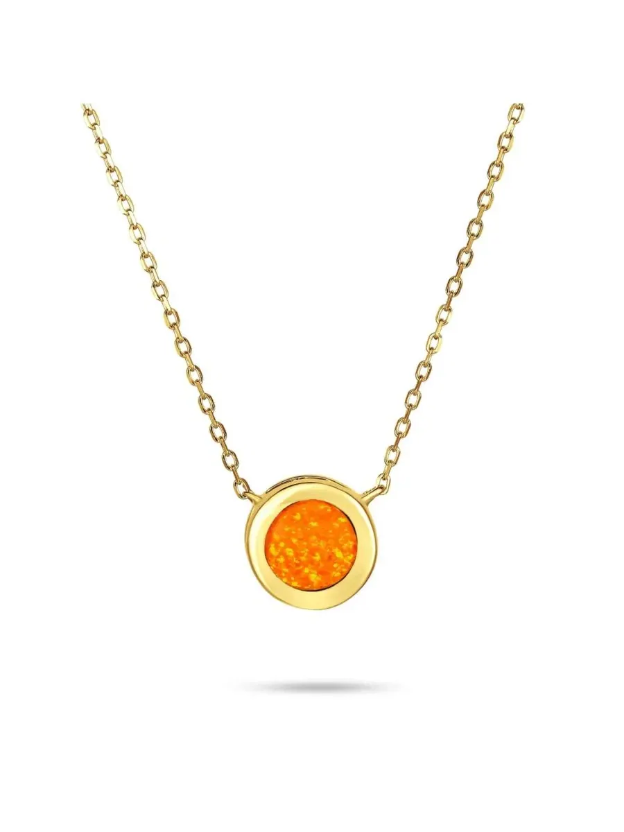 Кулон-подвеска с огненным опалом, круглая оправа, модель Classic Round Solitaire Bezel Set Bling — изображение 1 из 4