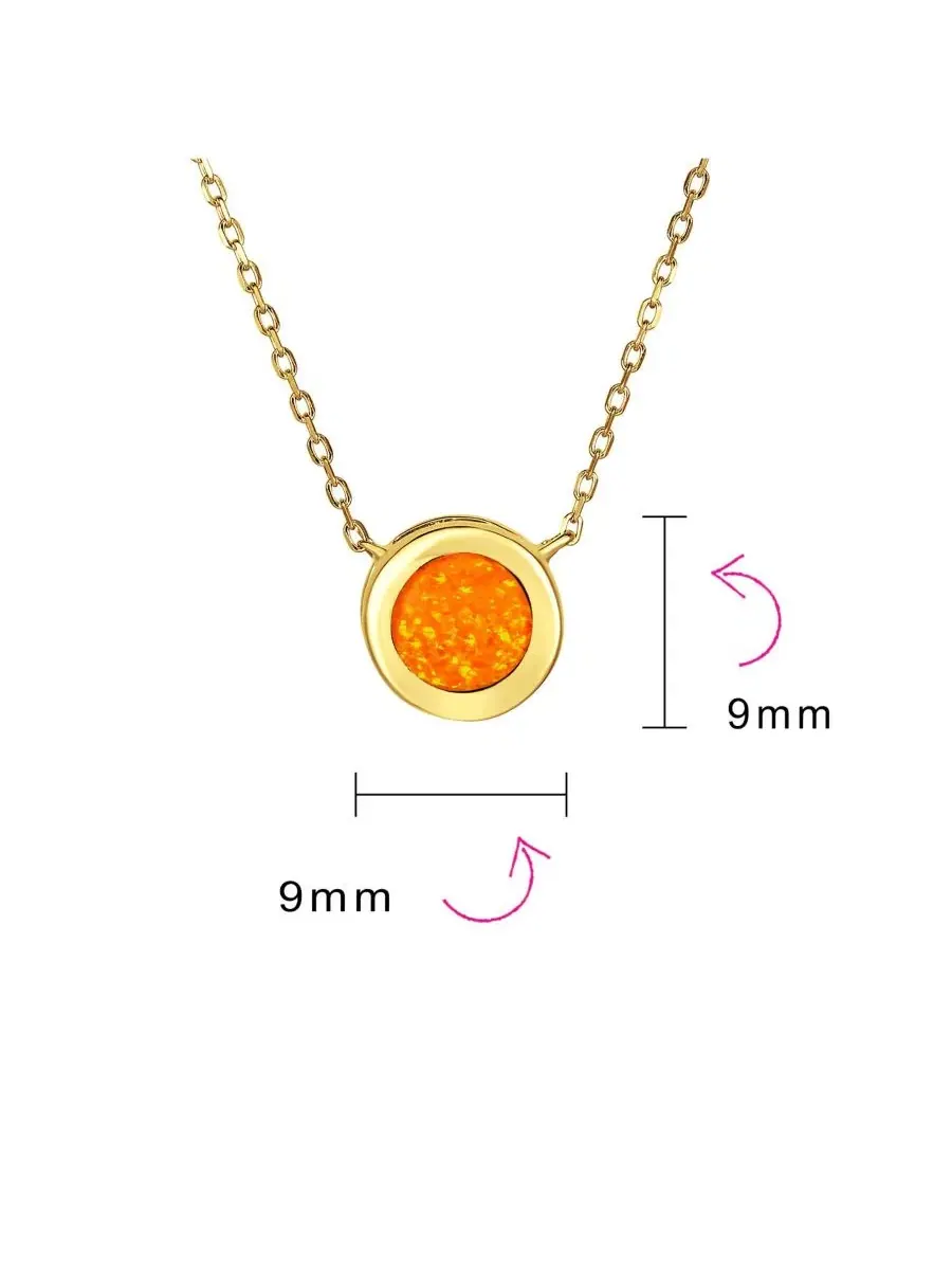 Кулон-подвеска с огненным опалом, круглая оправа, модель Classic Round Solitaire Bezel Set Bling — изображение 4 из 4