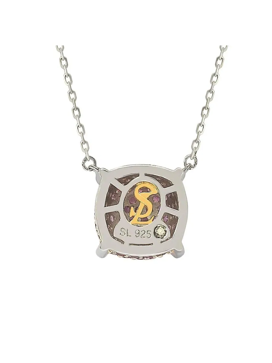 Колье-подвеска с сапфиром 10 мм, модель Pave Puff Solitaire Station Suzy Levian New York — изображение 2 из 3