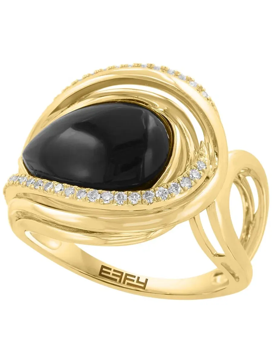 Кольцо с ониксом и бриллиантами Onyx (14x10mm) & Diamond (1/6 ct. t.w.) EFFY Collection — изображение 1 из 3