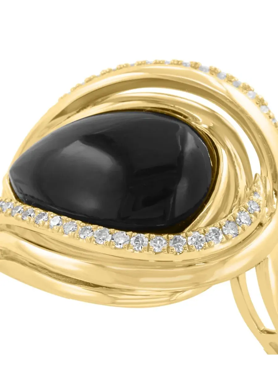 Кольцо с ониксом и бриллиантами Onyx (14x10mm) & Diamond (1/6 ct. t.w.) EFFY Collection — изображение 2 из 3