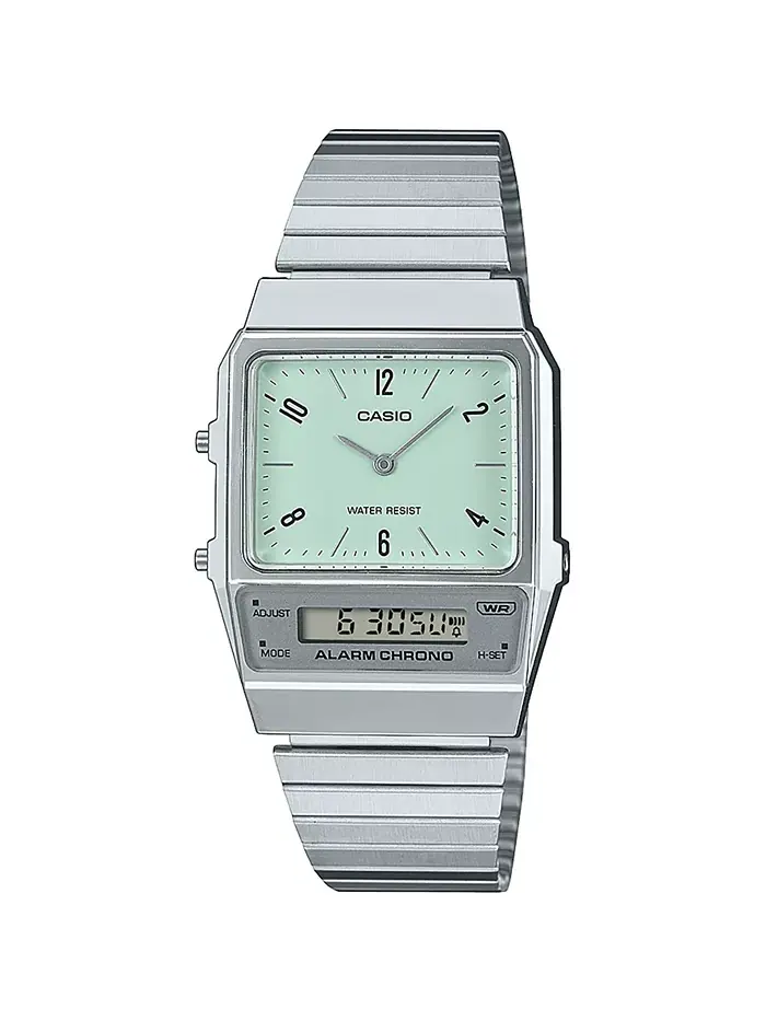 Casio Unisex наручные часы серебристого цвета из нержавеющей стали, 32.1 мм, AQ800E-3AVT G-Shock