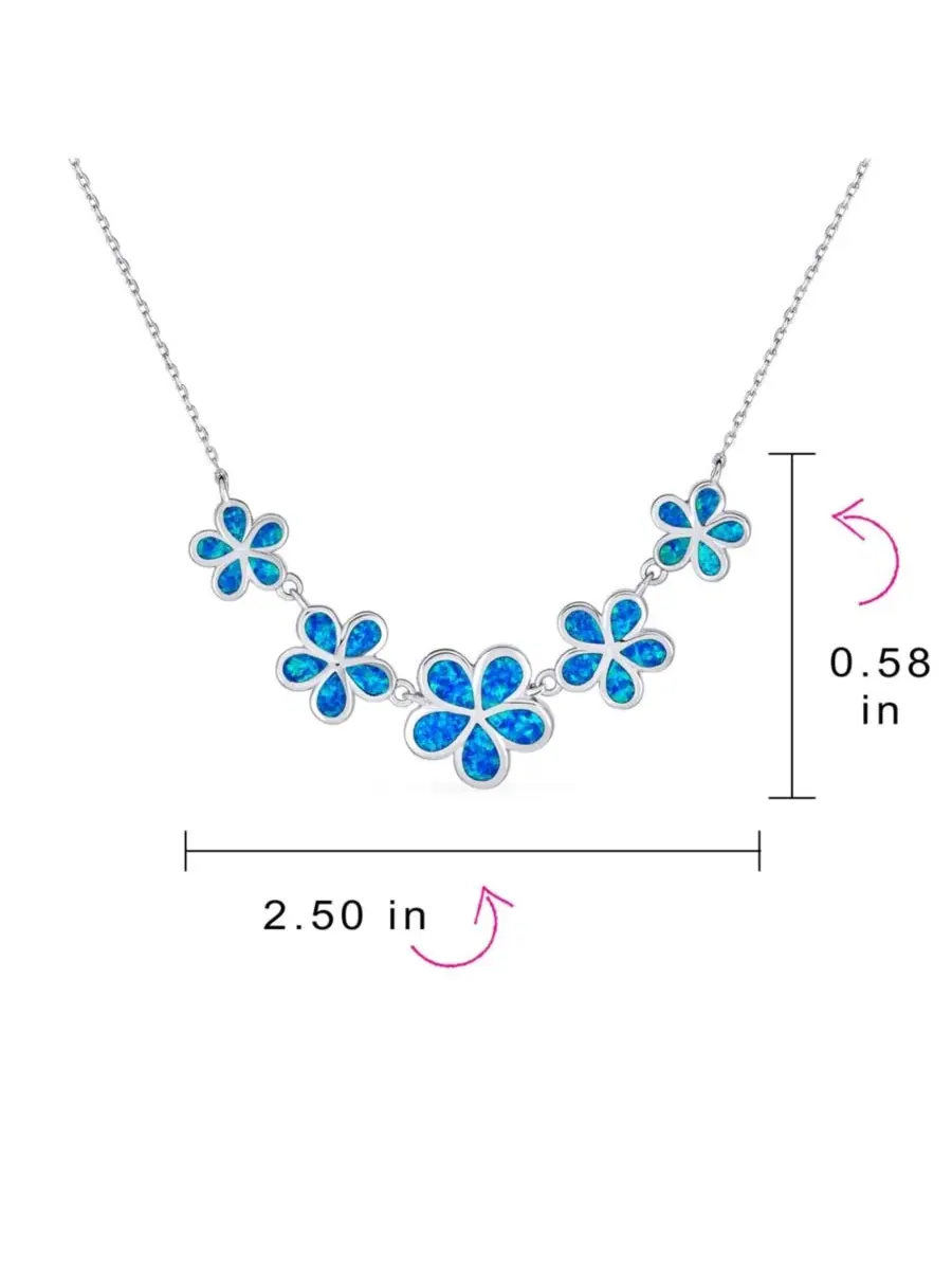 Колье Statement Created Blue Opal Plumeria Hawaiian Flower Collar Necklace из серебра 925 пробы — изображение 3 из 5