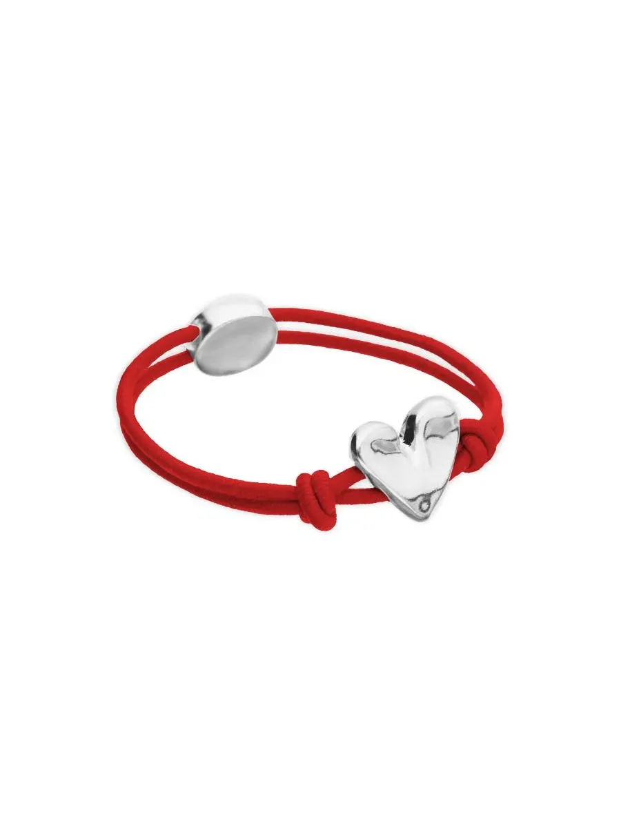Браслет из красной эластичной нити с сердечком, покрытый стерлинговым серебром Unode50 — изображение 3 из 4