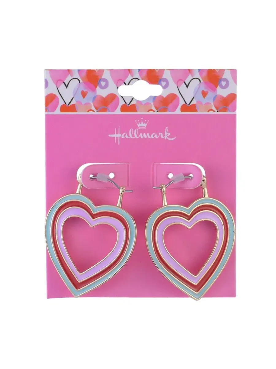 Серьги-кольца в форме сердца с эмалью Hallmark — изображение 4 из 4, оттенок нет цвета
