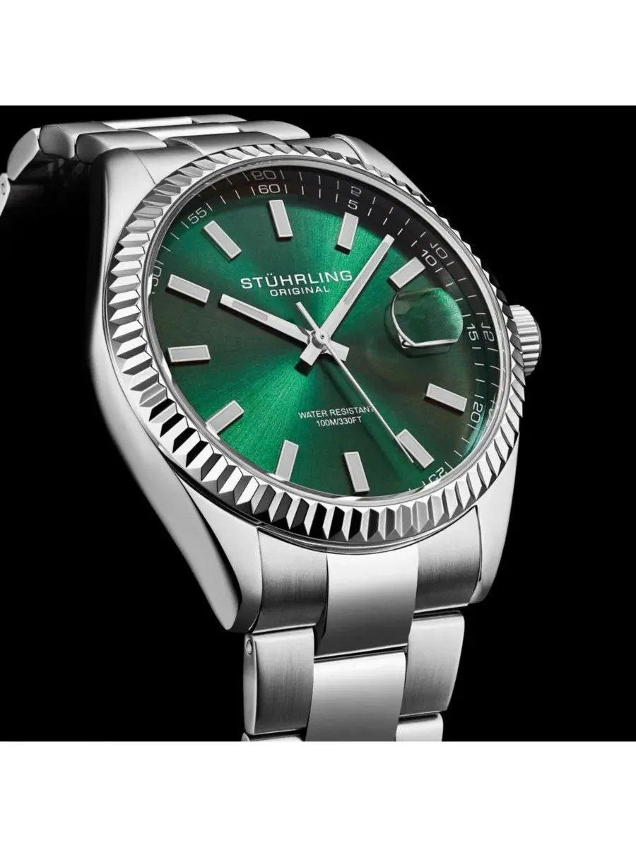 Мужские кварцевые часы Vanguard 4069 - 42 мм, зеленый циферблат, браслет из нержавеющей стали — изображение 4 из 4