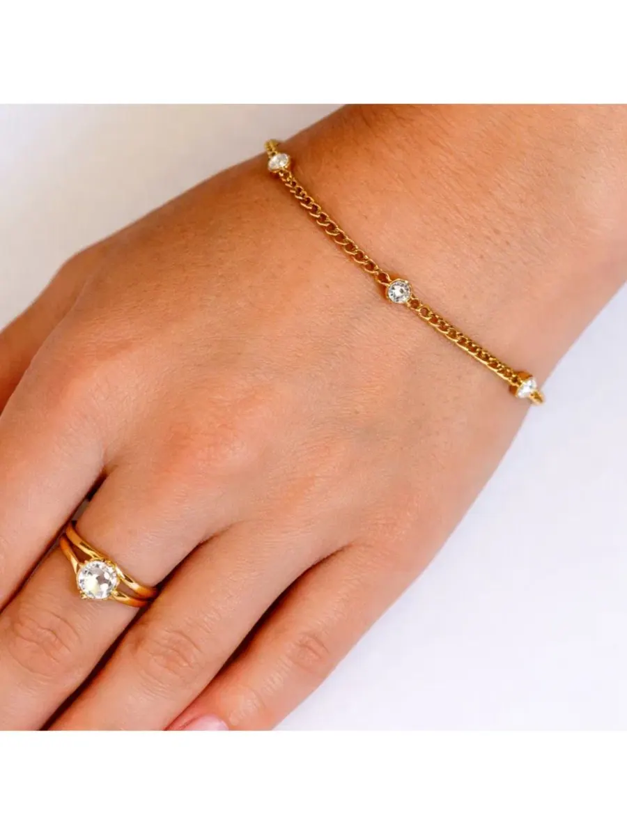 Браслет-цепочка Seraphina Bezel Link Dloria — изображение 6 из 9, оттенок золото