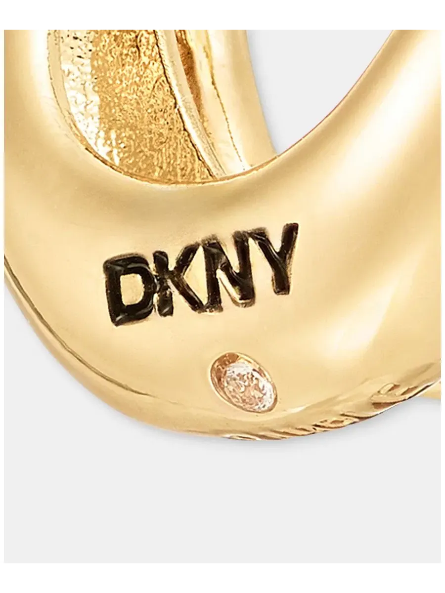Серьги-пусеты с эффектом паве и разрезом DKNY — изображение 4 из 4, оттенок золото