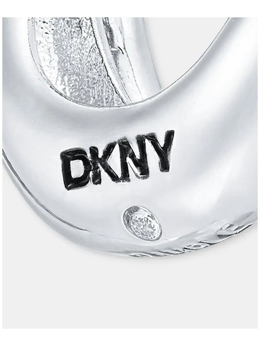 Серьги-пусеты с эффектом пufфи и паве из стеклянных кристаллов DKNY — изображение 4 из 4, оттенок серебряный