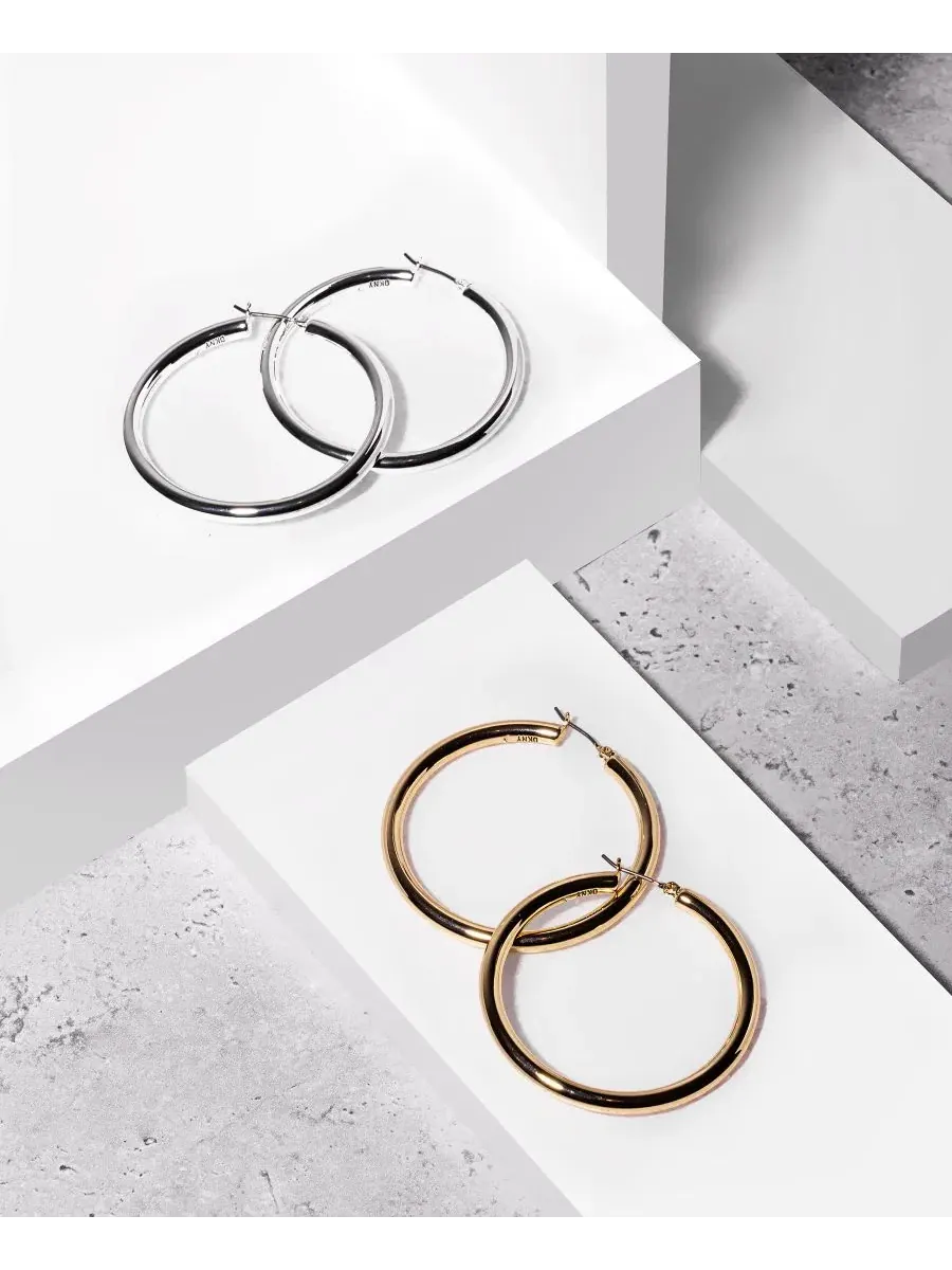 Серьги-кольца DKNY — изображение 3 из 3, оттенок серебряный