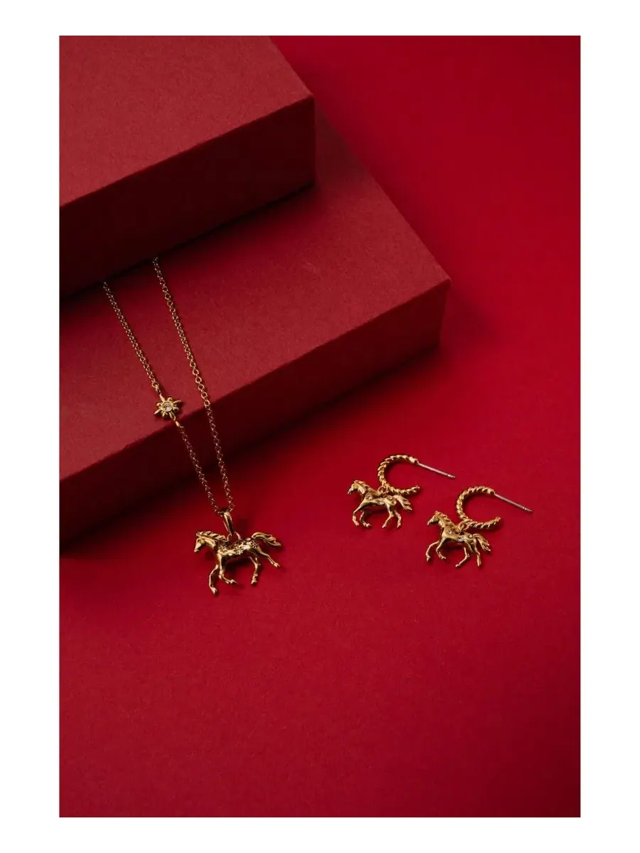 Серьги-кольца с лошадью, с кристаллами Alex and Ani — изображение 4 из 4, оттенок золото