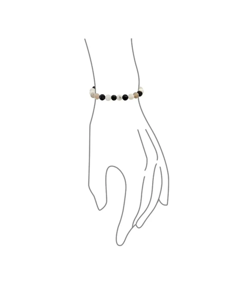 Браслет-эластичный с камнями натурального серого кварца, 8 мм Bling Jewelry — изображение 2 из 3, оттенок серый