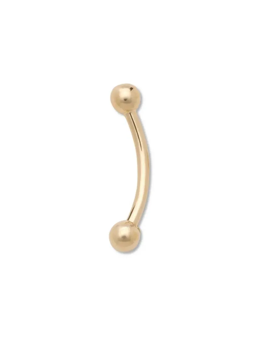 Серьга для пирсинга бровей изогнутая, золотая, с шариком 2 мм, 16g Curata Jewelry — изображение 1 из 5