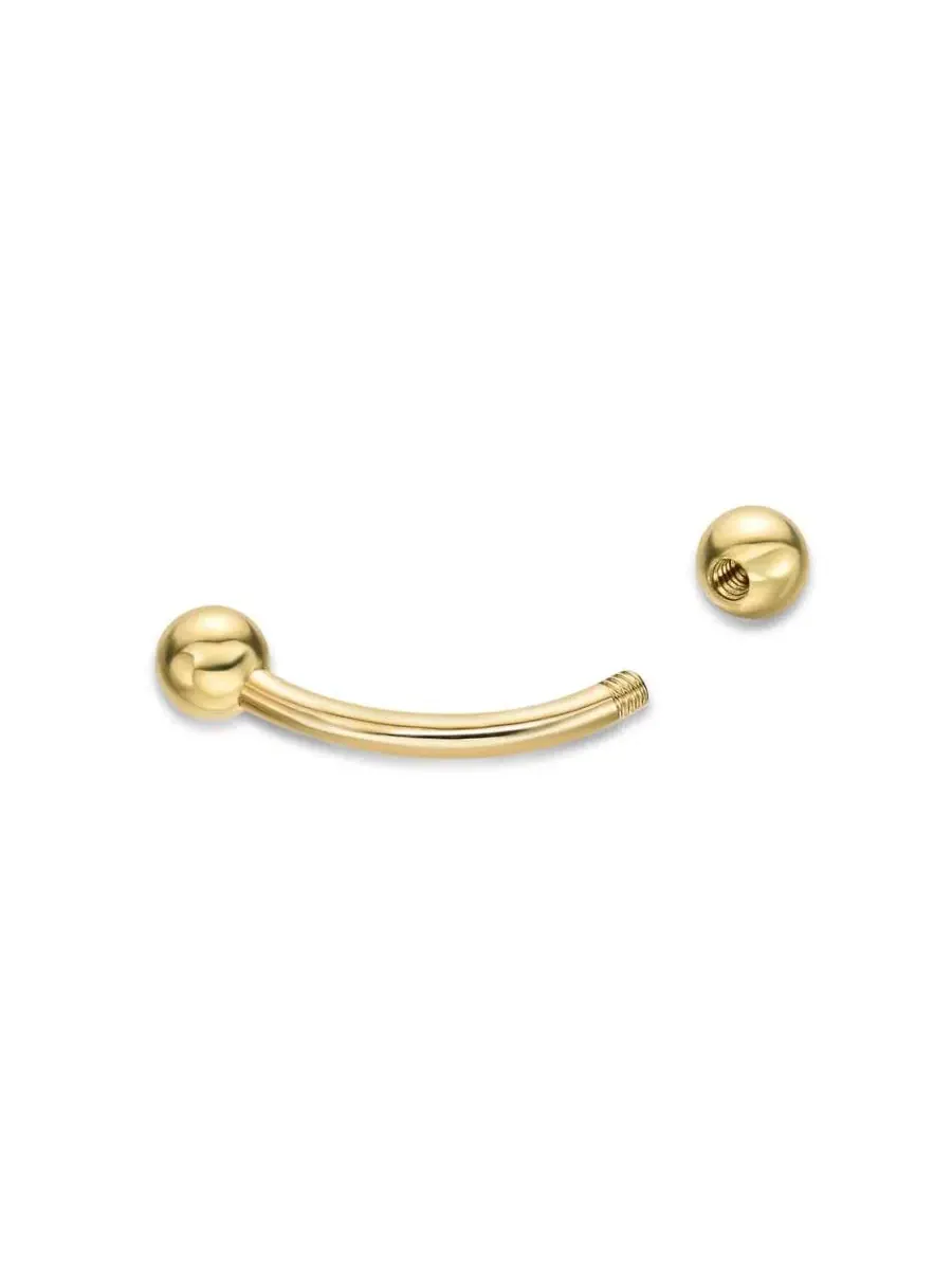Серьга для пирсинга бровей изогнутая, золотая, с шариком 2 мм, 16g Curata Jewelry — изображение 3 из 5