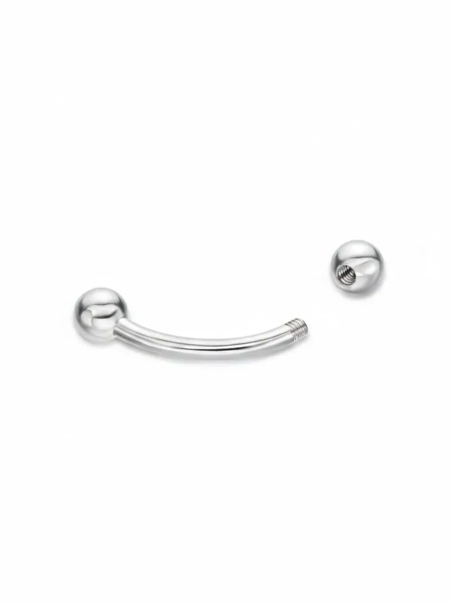 Серьга для пирсинга бровей изогнутая из золота 14 карат, с шариком 2 мм, 16G, Curved Eyebrow Curata — изображение 2 из 5