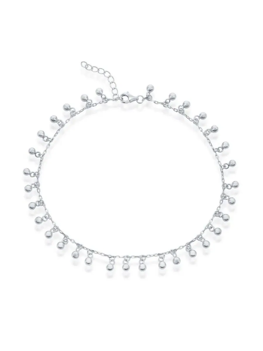 Браслет на щиколотку с подвесками-шармами Sterling Silver Beaded Dangling Charms Anklet Simona — изображение 1 из 2