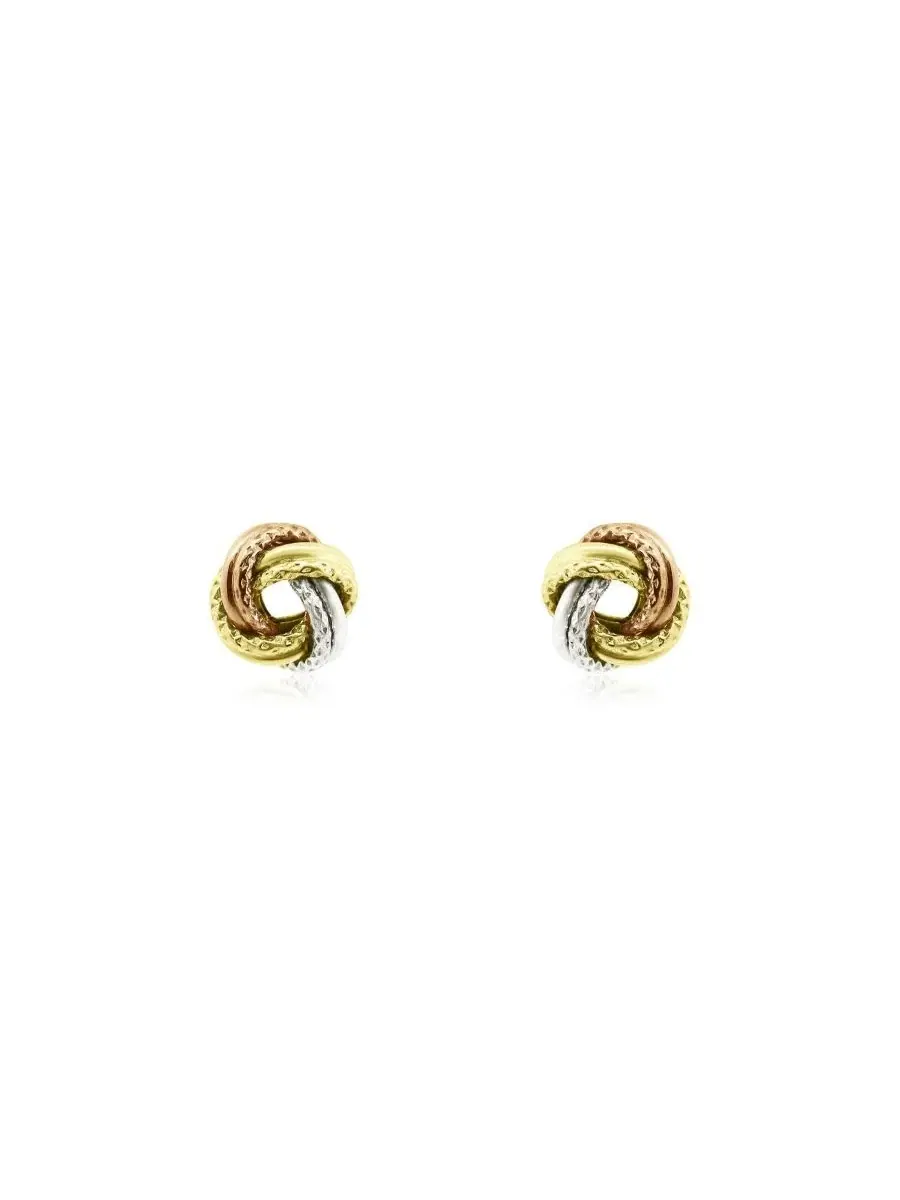 Серьги-гвоздики с узлом Tri-Color Knot из триколорного золота 18K The Lovery — изображение 3 из 4, оттенок нет цвета
