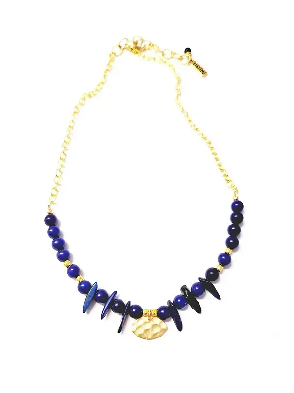 Женское колье Ain с синими лазуритом Minu Jewels — изображение 1 из 2, оттенок золотистый