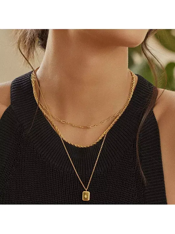 Многослойное ожерелье из цепей и веревок Bearfruit Jewelry — изображение 2 из 3, оттенок золото