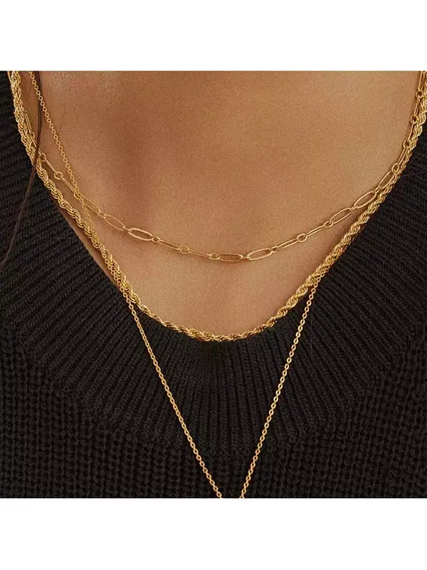 Многослойное ожерелье из цепей и веревок Bearfruit Jewelry — изображение 3 из 3, оттенок золото