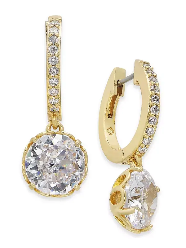 Серьги-Кольца с кристаллами Kate Spade New York — изображение 1 из 2, оттенок прозрачный/золотистый
