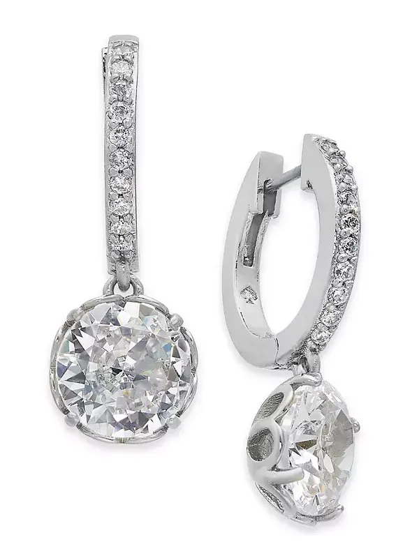 Серьги-Кольца с кристаллами Kate Spade New York — изображение 1 из 2, оттенок прозрачный/серебристый