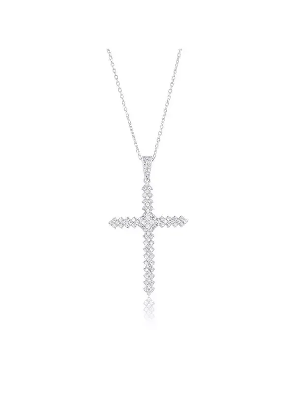 Серебряный кулон-крест с фианитами Simona — изображение 1 из 2