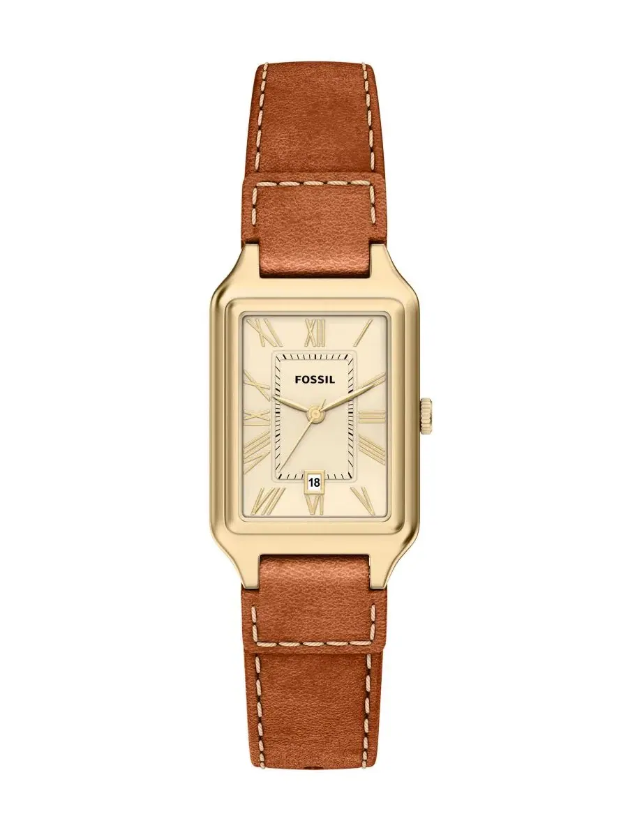 Женские часы Raquel Three-Hand Date с коричневым кожаным ремешком, 23 мм Fossil — изображение 1 из 5