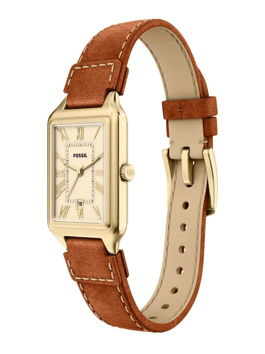Женские часы Raquel Three-Hand Date с коричневым кожаным ремешком, 23 мм Fossil — изображение 4 из 5