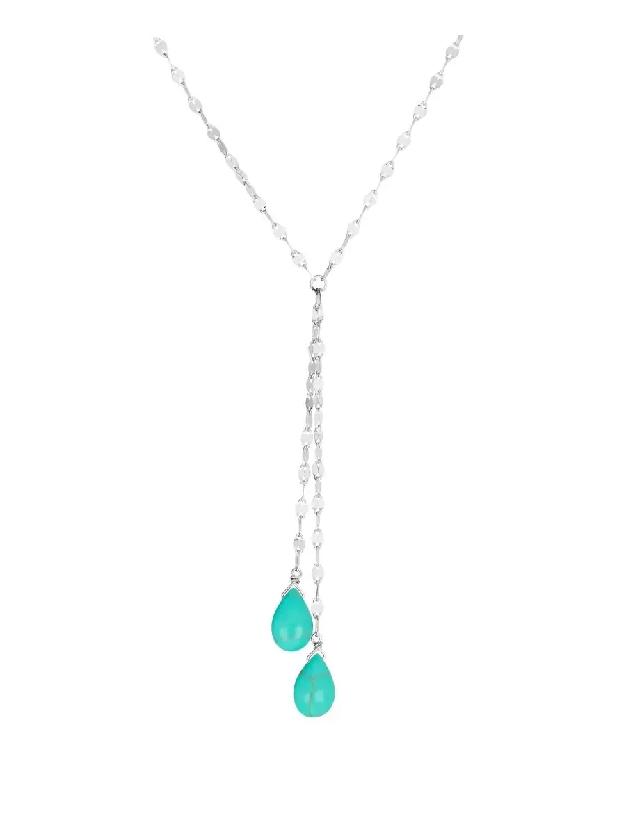 Кулон-подвеска с двойными каплевидными бусинами, модель Double Teardrop Beaded Mirror Y-Necklace — изображение 1 из 4