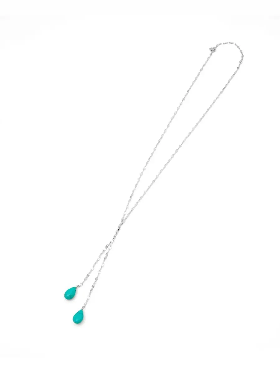 Кулон-подвеска с двойными каплевидными бусинами, модель Double Teardrop Beaded Mirror Y-Necklace — изображение 2 из 4