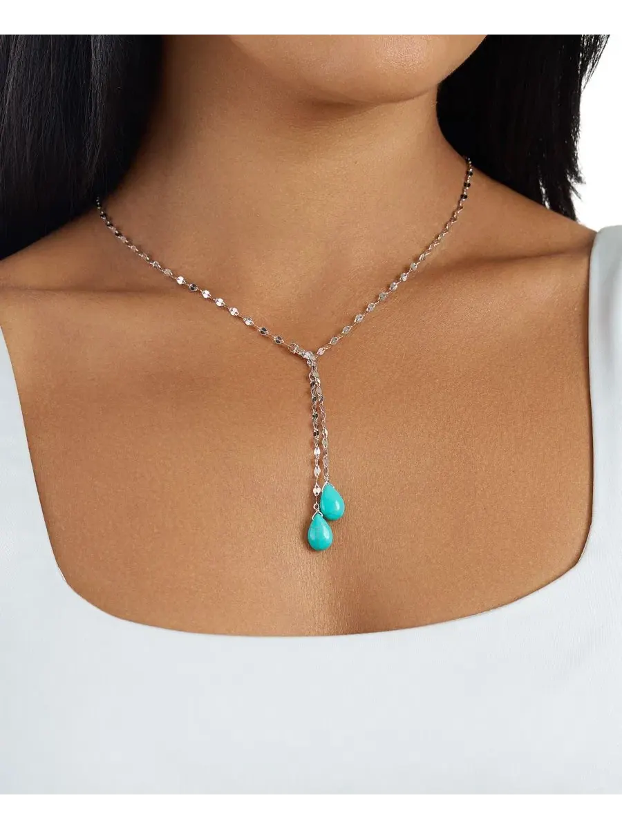 Кулон-подвеска с двойными каплевидными бусинами, модель Double Teardrop Beaded Mirror Y-Necklace — изображение 4 из 4