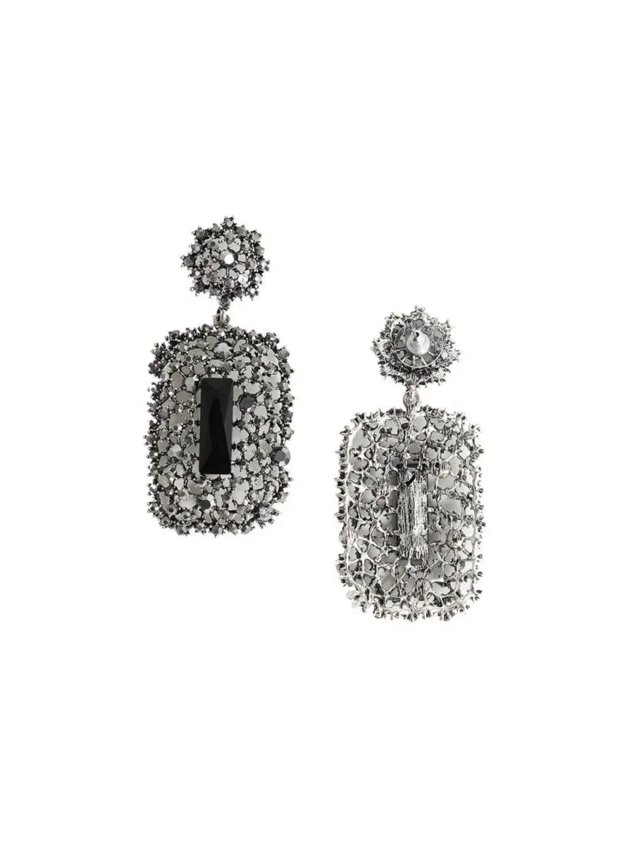 Серьги-подвески с геометрическим кластером из камней Stone Intricate Cluster Geometric Drop SOHI — изображение 4 из 5
