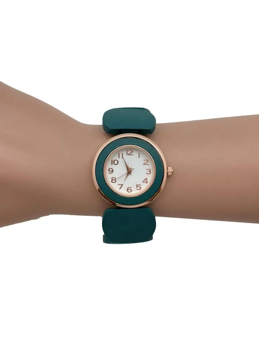 Часы женские с деревянным браслетом Turquoise Stretch Wooden Watch Olivia Pratt — изображение 3 из 3, оттенок бирюзовый