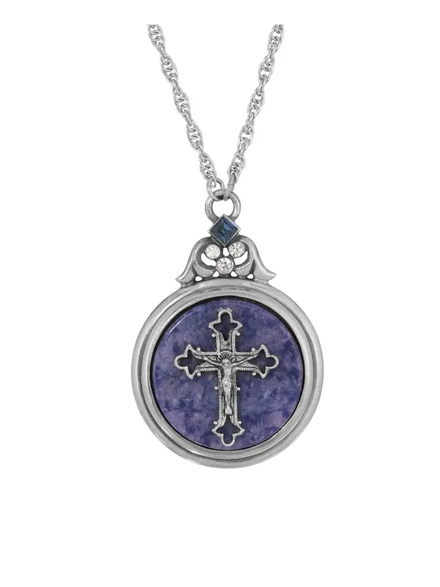 Кулон с крестом и синим содалитом, 71 см Symbols of Faith — изображение 2 из 3, оттенок синий