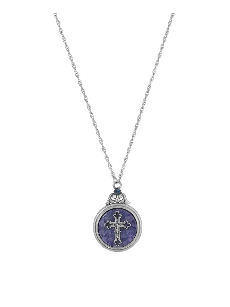 Кулон с крестом и синим содалитом, 71 см Symbols of Faith — изображение 3 из 3, оттенок синий