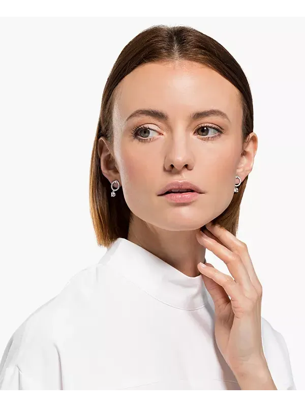 Серьги-Подвески с серебристыми кристаллами в форме круга и подвески Swarovski — изображение 4 из 4, оттенок прозрачный