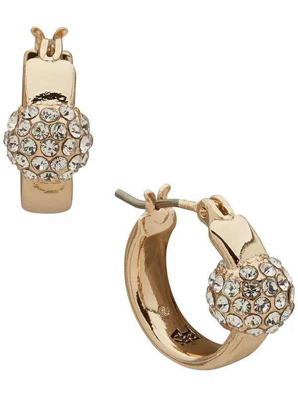 Серьги-Кольца со стеклянным камнем и огненным шаром Karl Lagerfeld Paris — изображение 1 из 2, оттенок золотистый