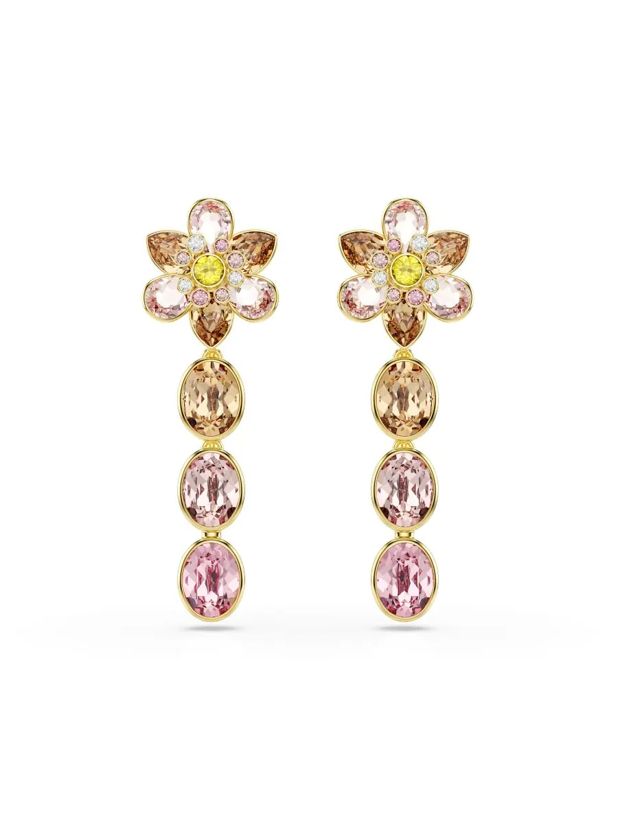 Серьги-подвески Idyllia с позолоченным покрытием Swarovski — изображение 1 из 5, оттенок розовый